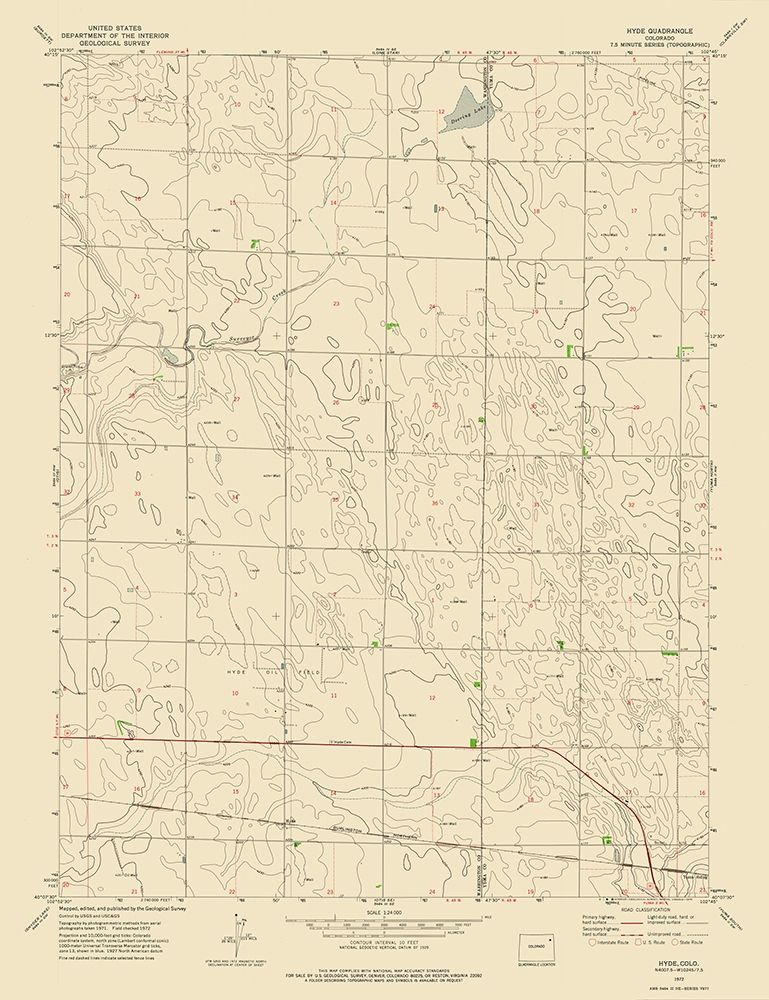 Hyde Colorado Quad - USGS 1972 art print by USGS for $57.95 CAD