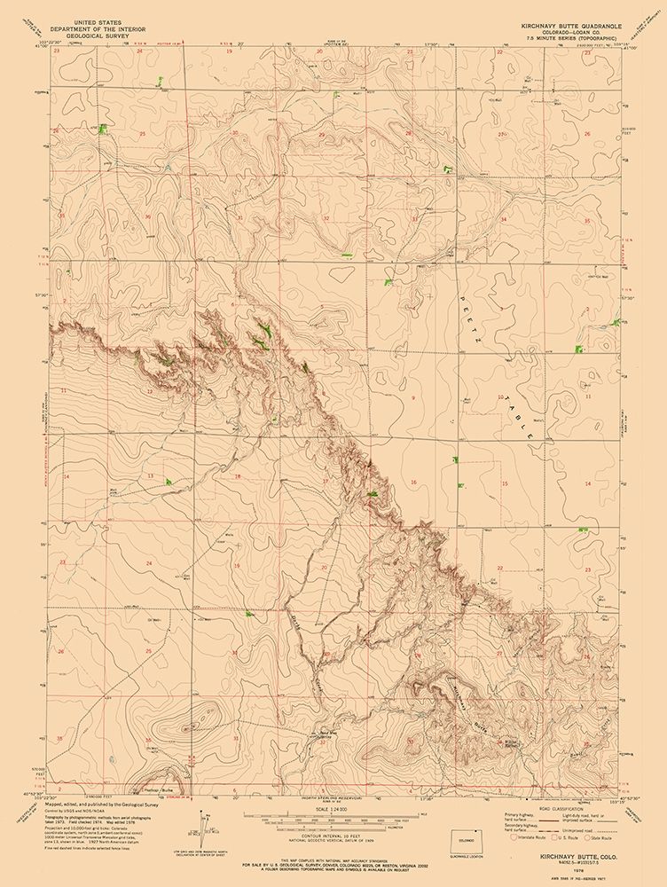 Kirchnavy Butte Colorado Quad - USGS 1978 art print by USGS for $57.95 CAD