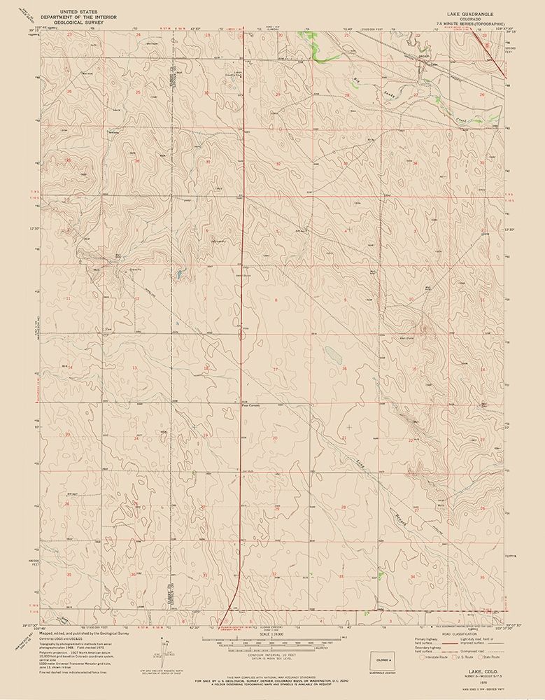 Lake Colorado Quad - USGS 1970 art print by USGS for $57.95 CAD
