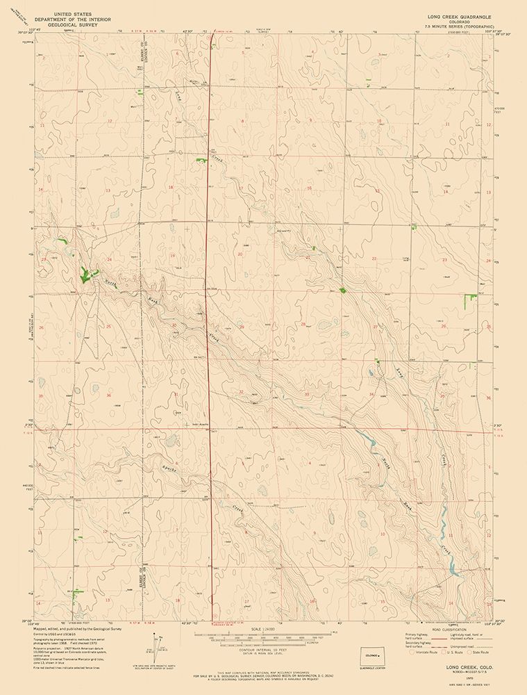 Long Creek Colorado Quad - USGS 1970 art print by USGS for $57.95 CAD