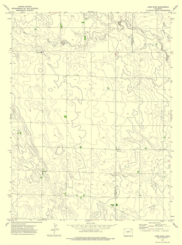 Lone Star Colorado Quad - USGS 1972 art print by USGS for $57.95 CAD