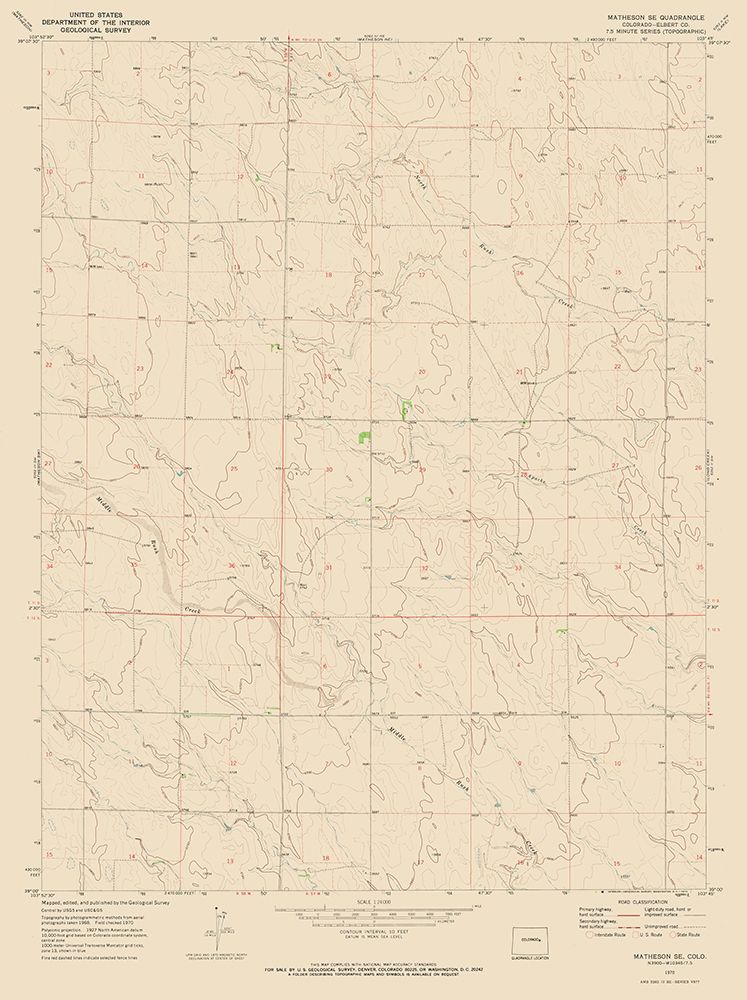 South East Matheson Colorado Quad - USGS 1970 art print by USGS for $57.95 CAD