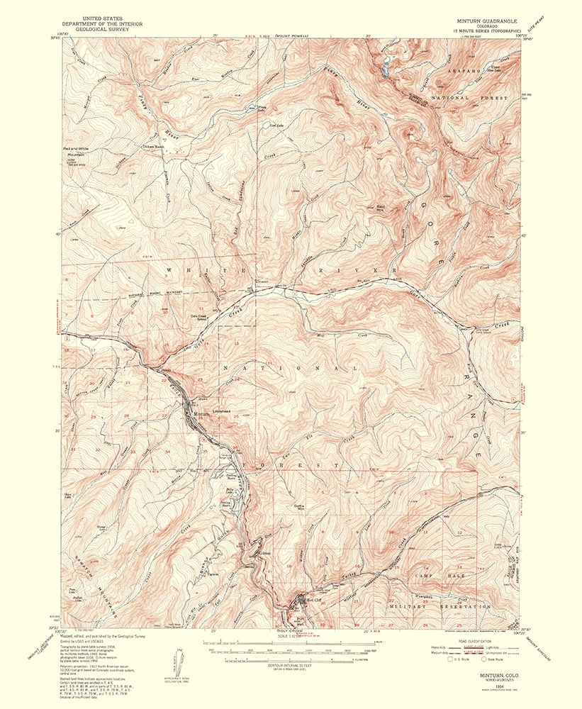 Minturn Colorado Quad - USGS 1954 art print by USGS for $57.95 CAD