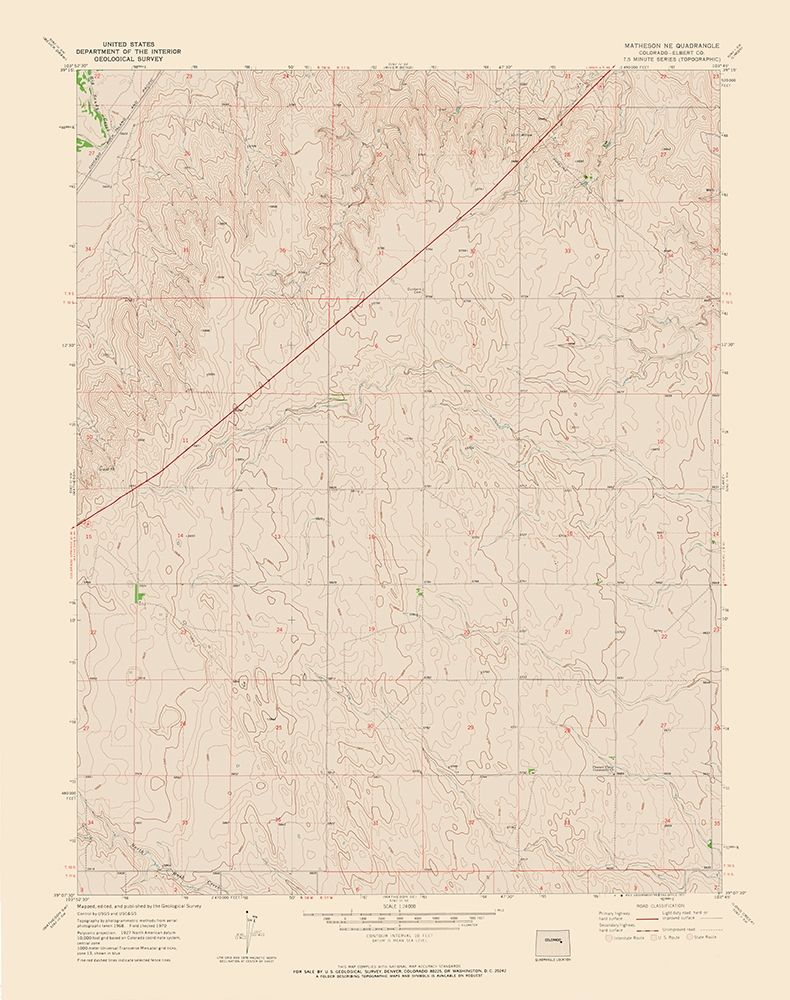 Matheson NE Colorado Quad - USGS 1970 art print by USGS for $57.95 CAD
