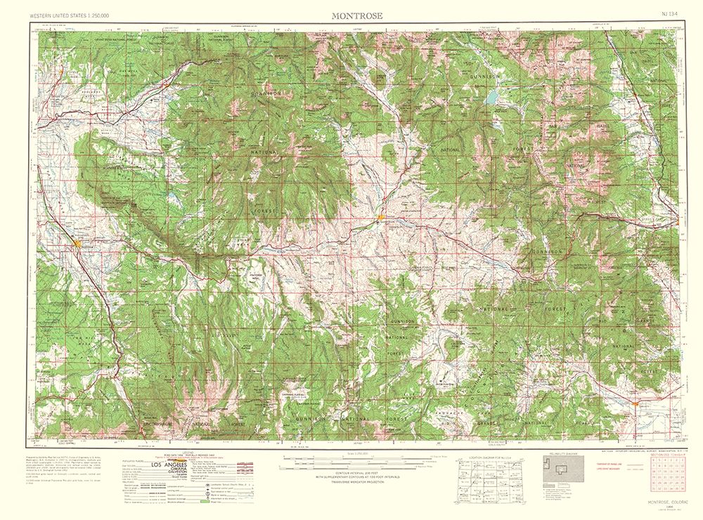 Montrose Colorado Quad - USGS 1962 art print by USGS for $57.95 CAD