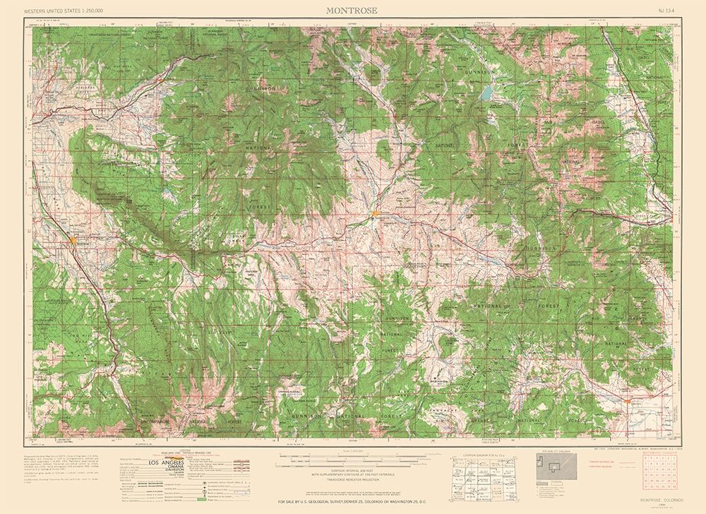 Montrose Colorado Quad - USGS 1962 art print by USGS for $57.95 CAD