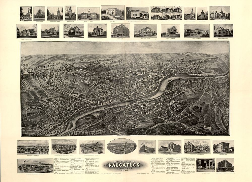 Naugatuck Connecticut - Bailey 1906 art print by Bailey for $57.95 CAD