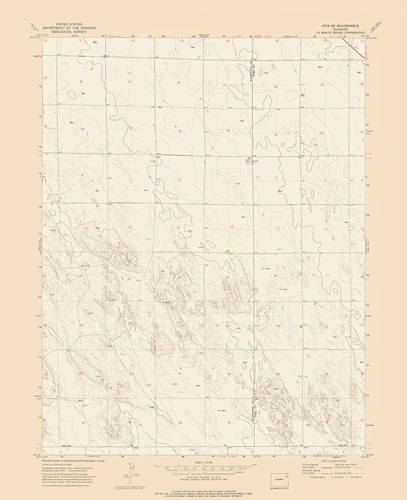 Otis SE Colorado Quad - USGS 1972 art print by USGS for $57.95 CAD
