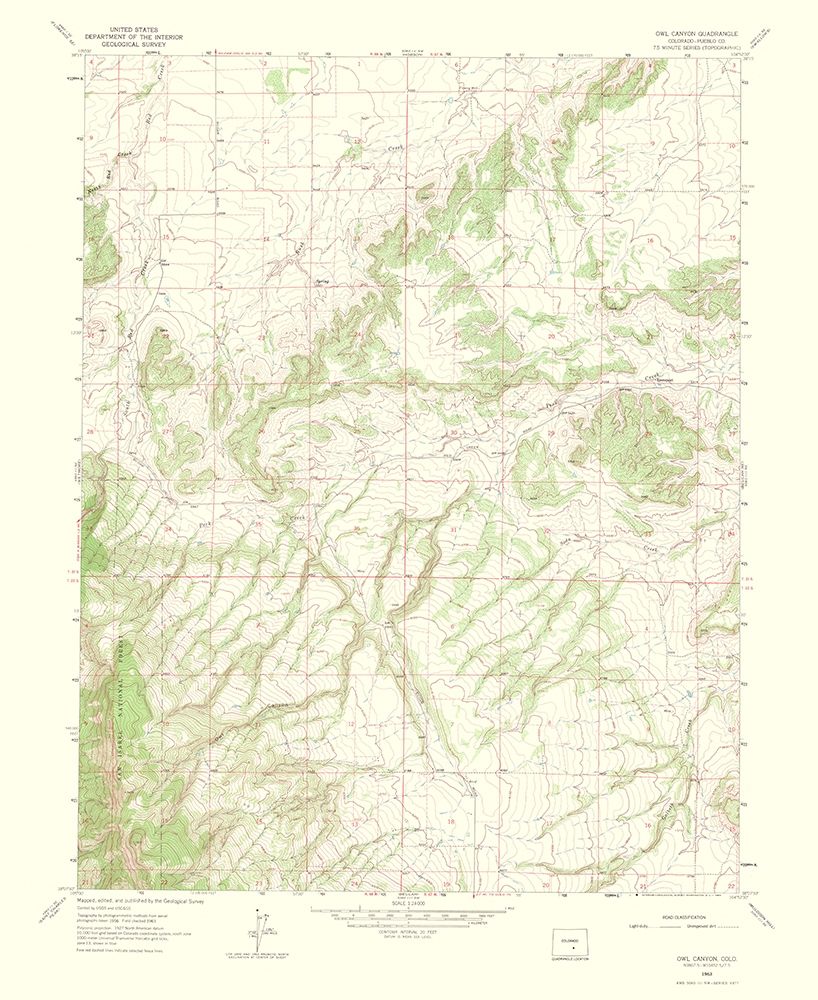 Owl Canyon Colorado Quad - USGS 1965 art print by USGS for $57.95 CAD
