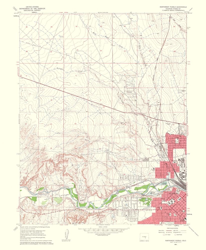 Pueblo Northwest Colorado Quad - USGS 1962 art print by USGS for $57.95 CAD