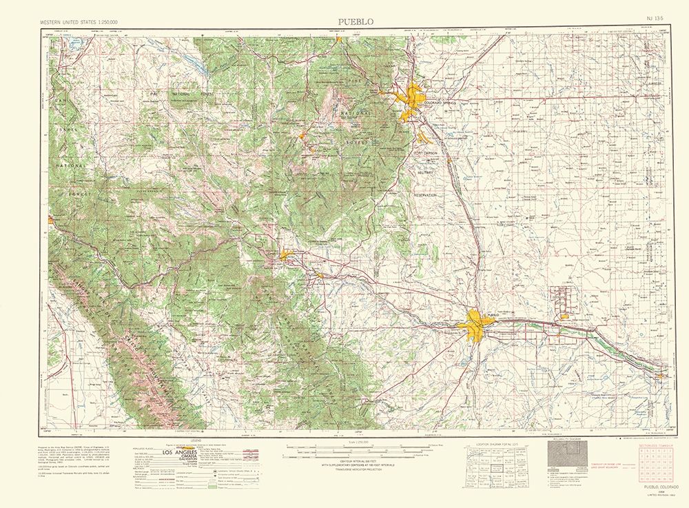 Pueblo Colorado Quad - USGS 1966 art print by USGS for $57.95 CAD