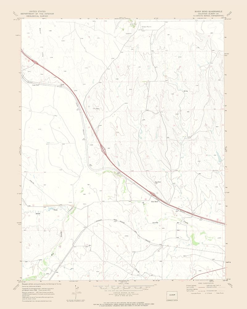 River Bend Colorado Quad - USGS 1970 art print by USGS for $57.95 CAD
