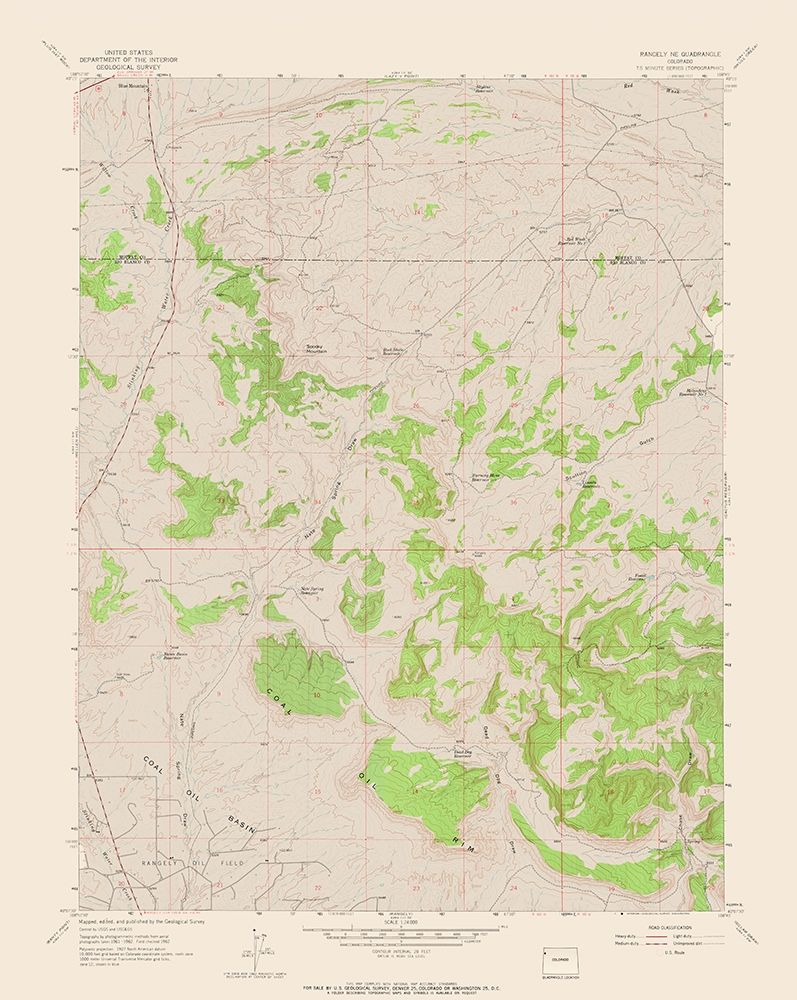 Rangely Colorado Quad - USGS 1962 art print by USGS for $57.95 CAD