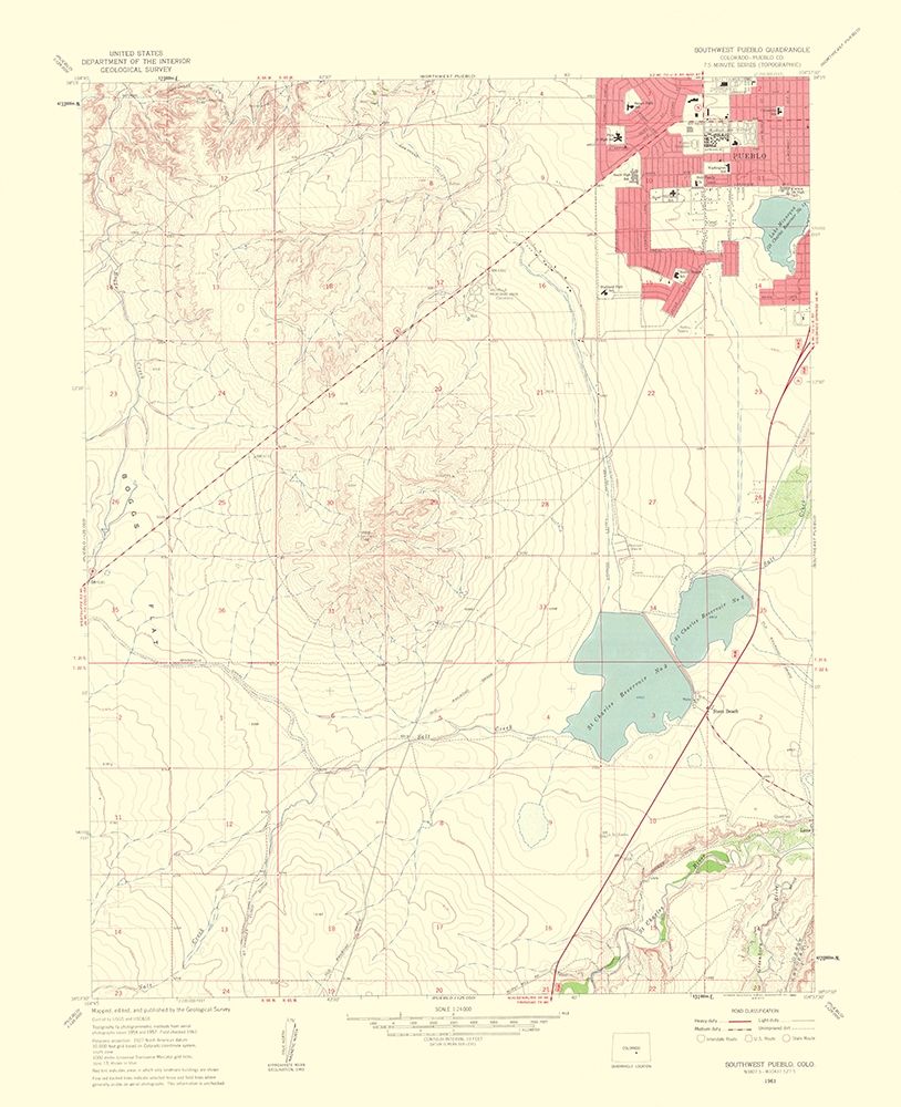 Southwest Pueblo Colorado Quad - USGS 1963 art print by USGS for $57.95 CAD