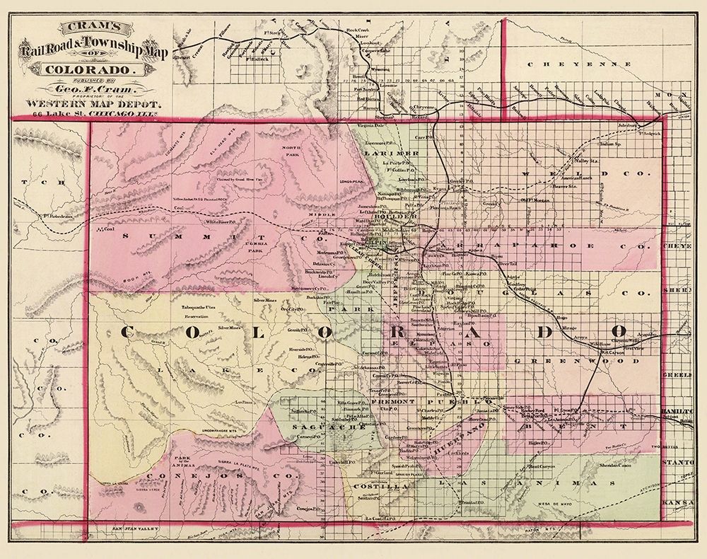 Colorado - Cram 1875 art print by Cram for $57.95 CAD