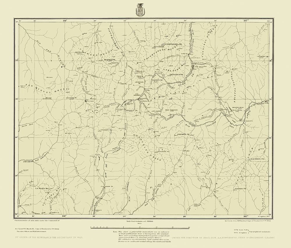 Colorado Southwest Colorado Sheet - US Army 1879 art print by US Army for $57.95 CAD
