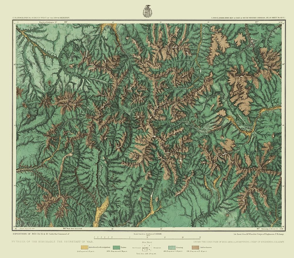 Southwest Colorado Land Classification Sheet art print by US Army for $57.95 CAD