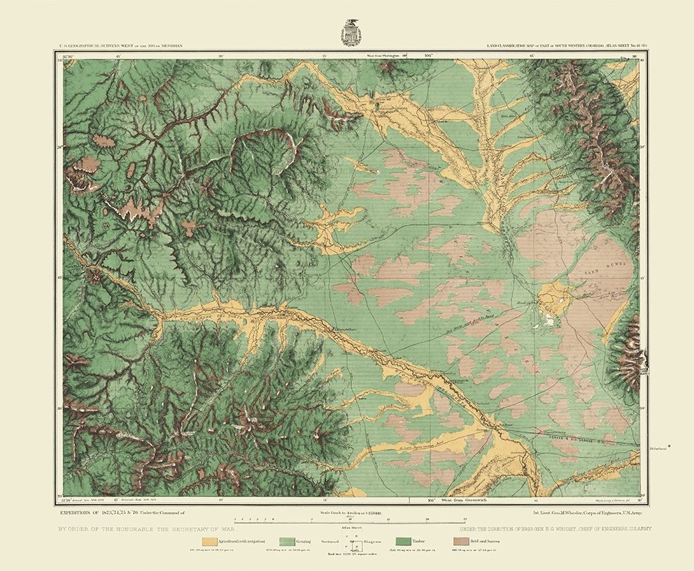 Southwest Colorado Land Classification Sheet art print by US Army for $57.95 CAD