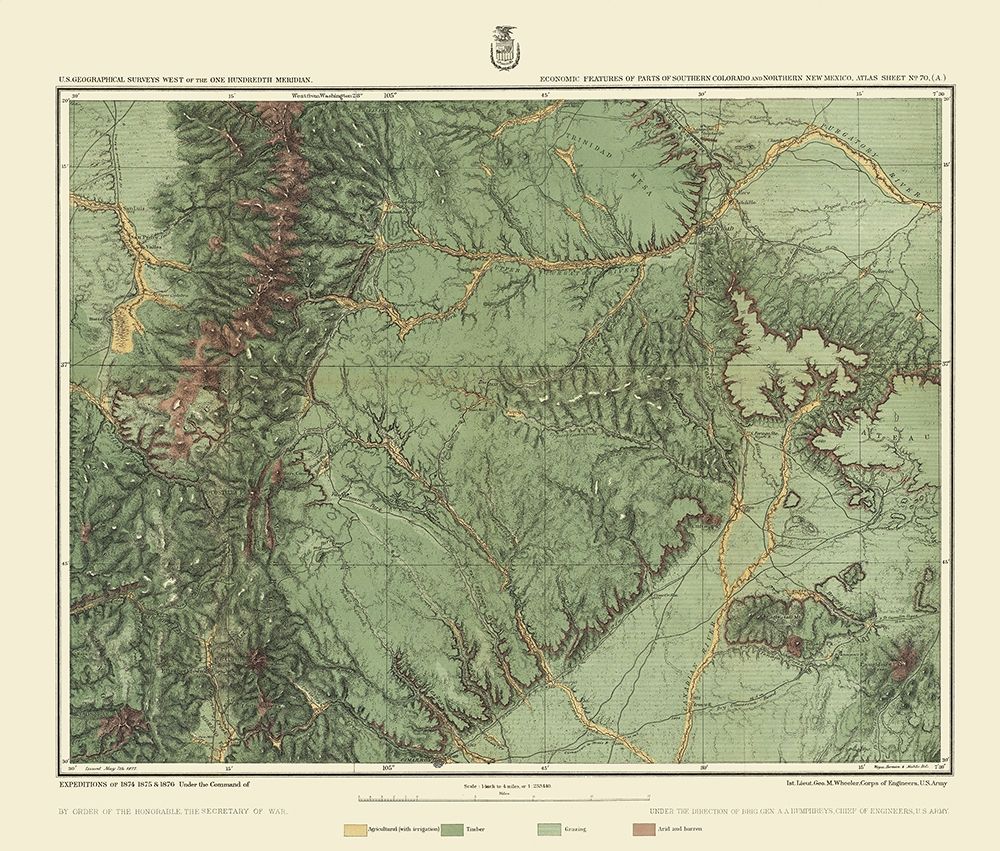 Colorado New Mexico Economic Sheet - US Army 1876 art print by US Army for $57.95 CAD