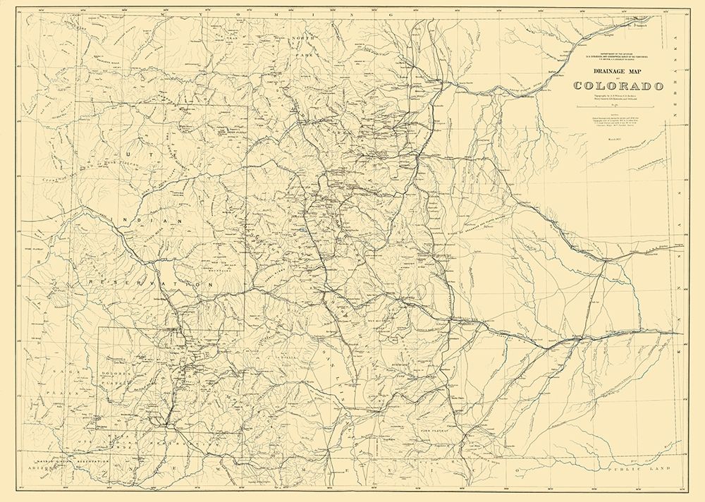 Colorado Drainage - Hayden 1881 art print by Hayden for $57.95 CAD