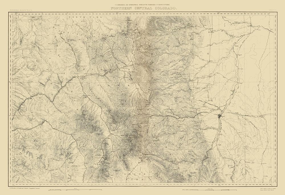 Colorado North Central Colorado Sheet - USGS 1881 art print by USGS for $57.95 CAD