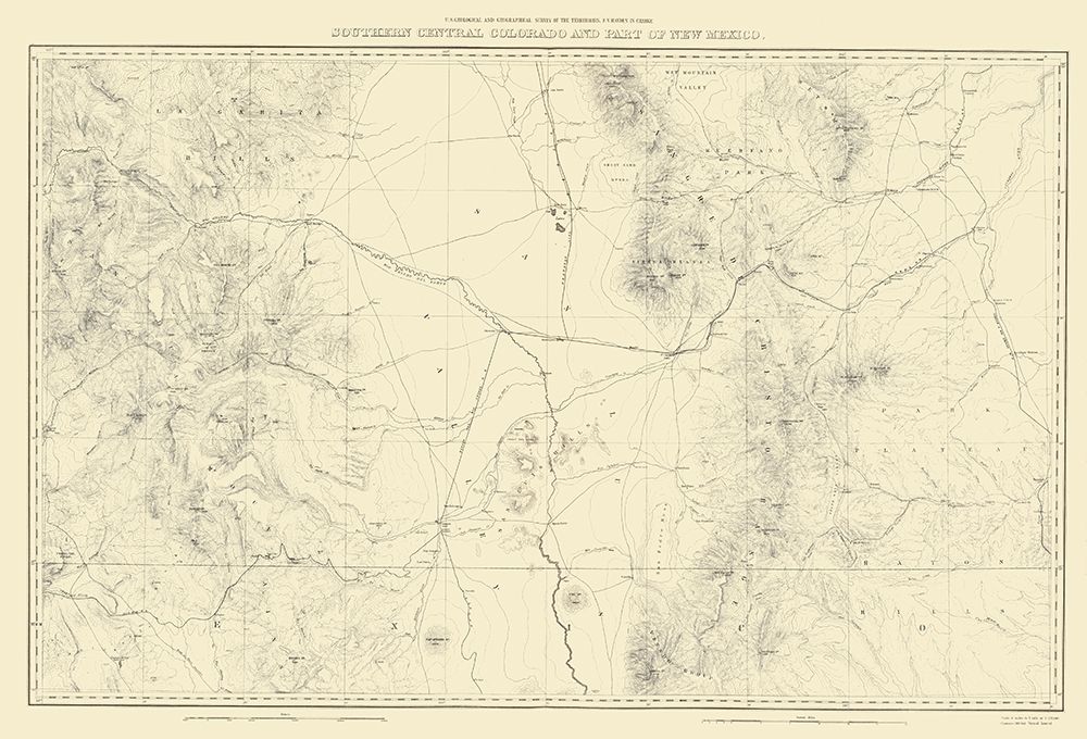 South Central Colorado New Mexico - USGS 1881 art print by USGS for $57.95 CAD