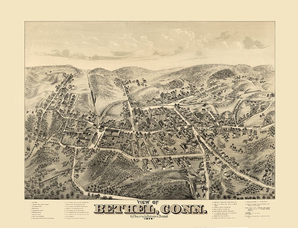 Bethel Connecticut - Bailey 1879 art print by Bailey for $57.95 CAD