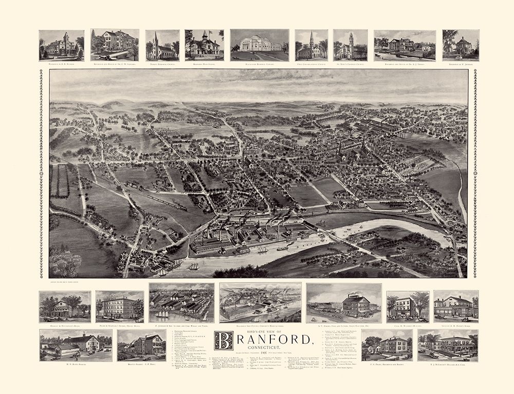 Branford Connecticut - Bailey 1905 art print by Bailey for $57.95 CAD