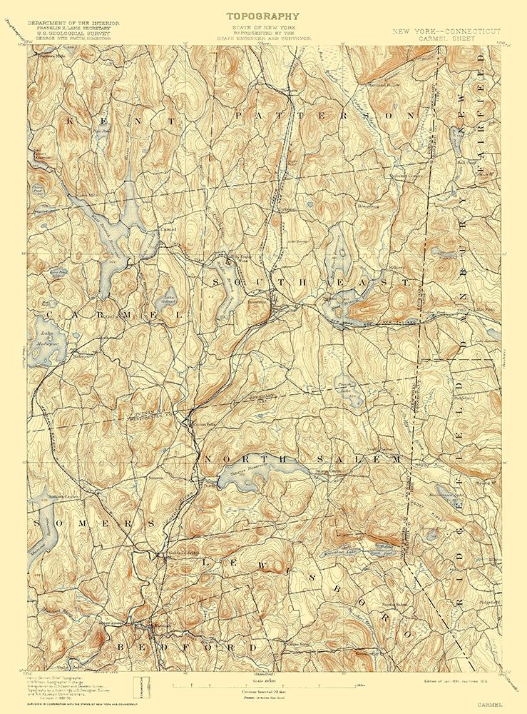 Carmel Connecticut Quad - USGS 1894 art print by USGS for $57.95 CAD