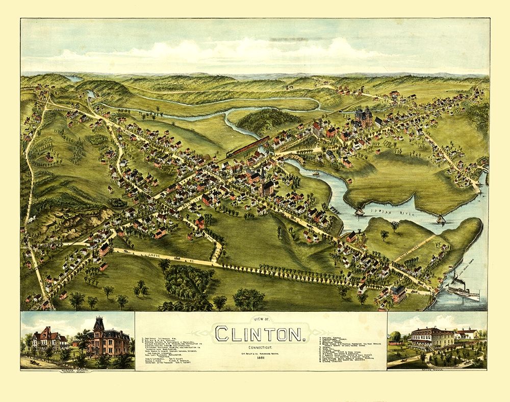 Clinton Connecticut - Bailey 1881 art print by Bailey for $57.95 CAD