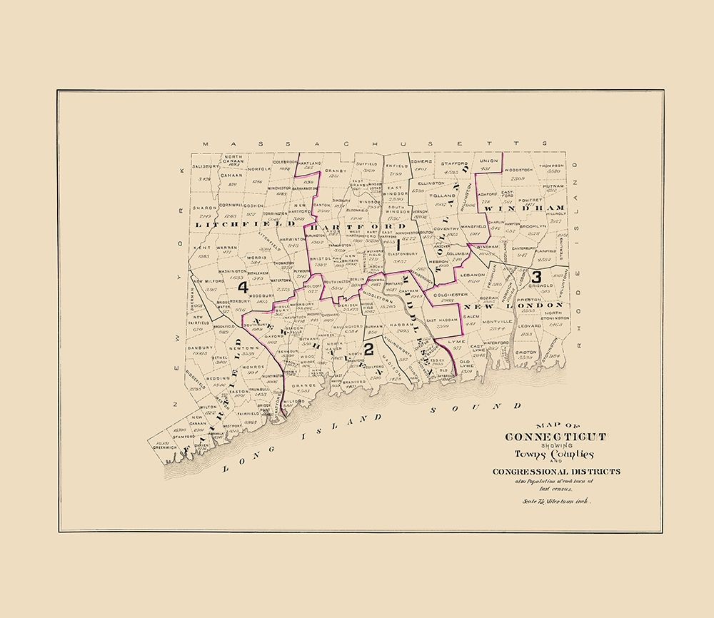 Connecticut - Hurd 1893 art print by Hurd for $57.95 CAD