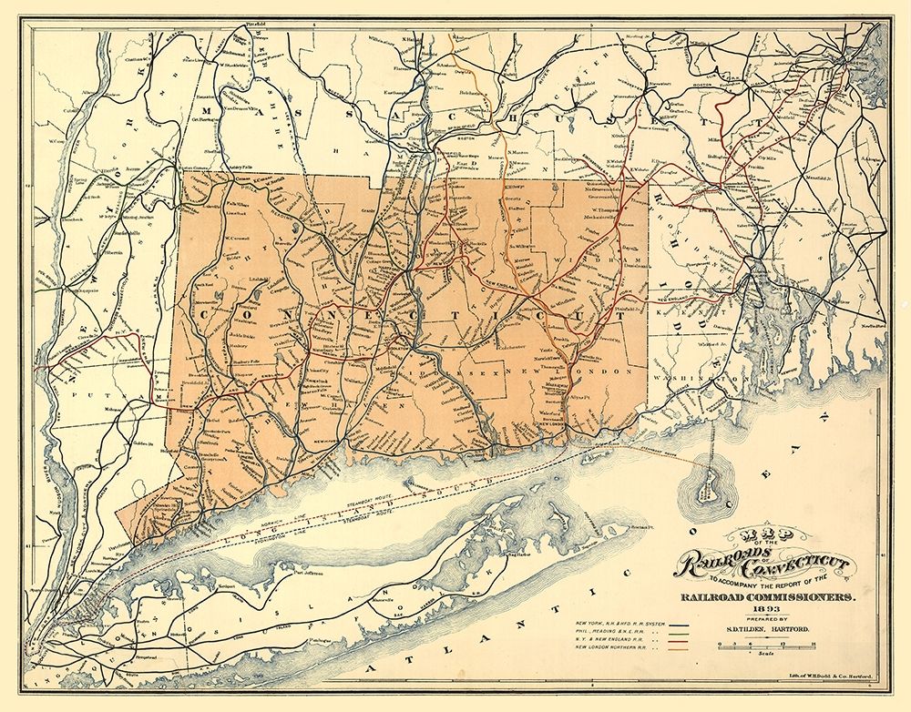 Connecticut - Tilden 1893 art print by Tilden for $57.95 CAD