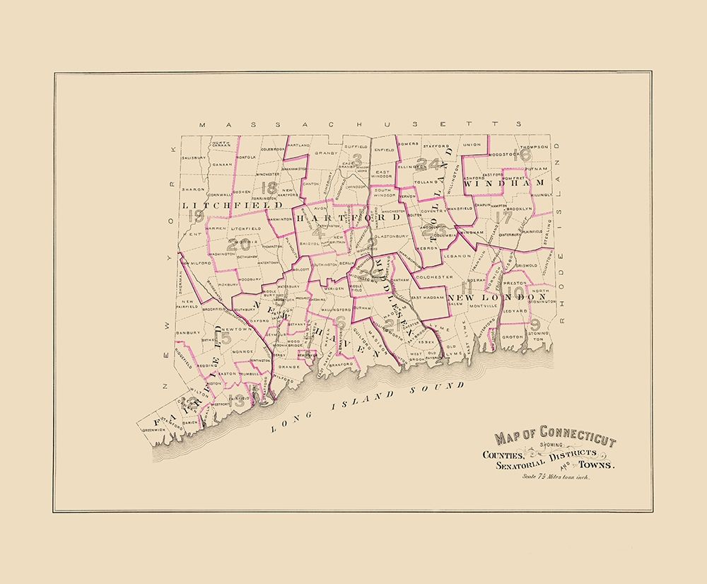 Connecticut - Hurd 1893 art print by Hurd for $57.95 CAD
