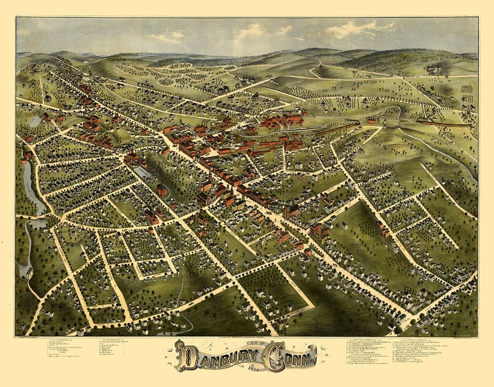 Danbury Connecticut - Bailey 1875 art print by Bailey for $57.95 CAD