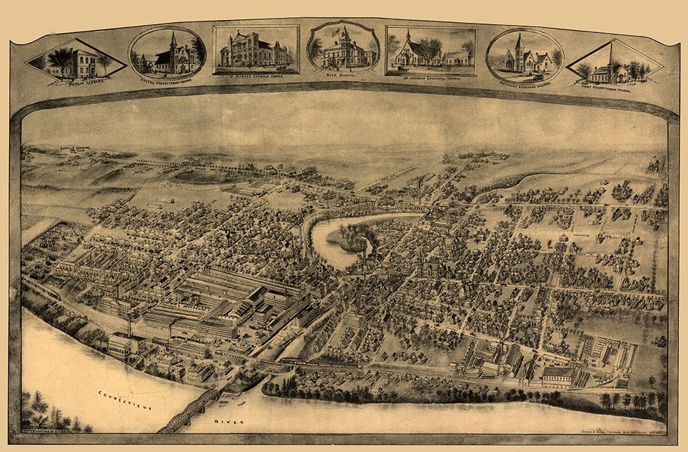 Enfield Connecticut - Bailey 1908 art print by Bailey for $57.95 CAD