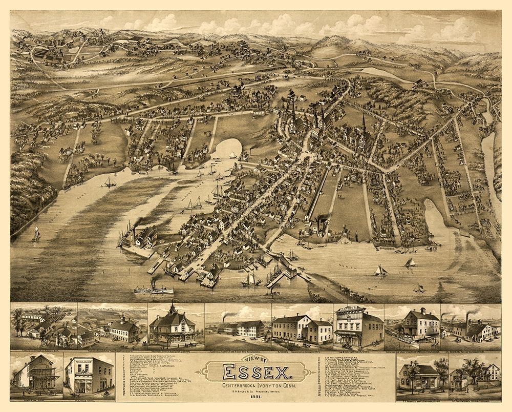 Essex Connecticut - Bailey 1881 art print by Bailey for $57.95 CAD