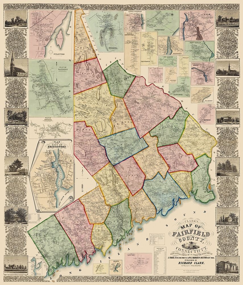 Fairfield Connecticut Landowner - Clark 1856 art print by Clark for $57.95 CAD