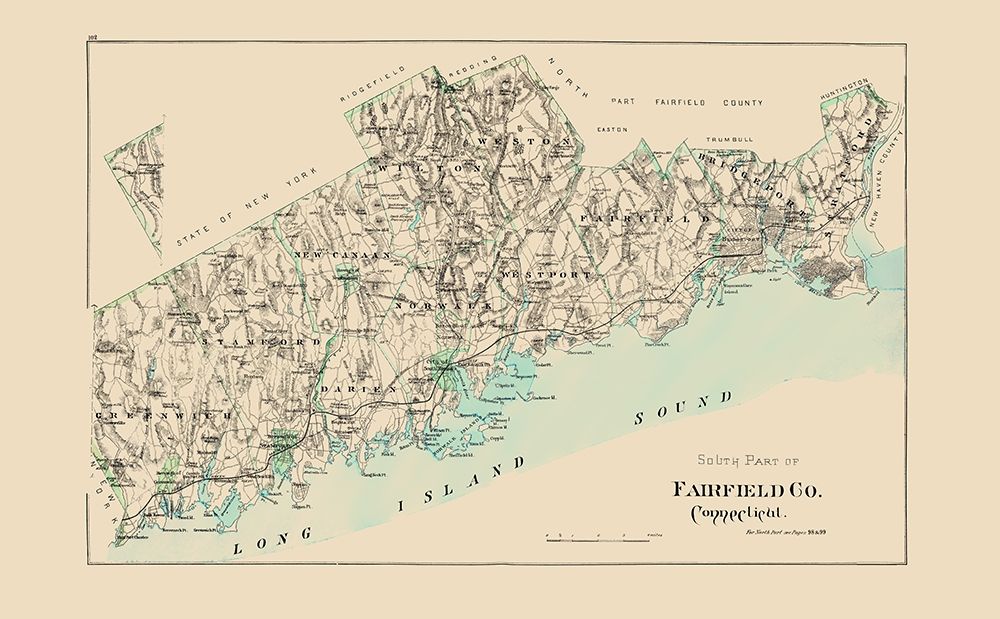 Fairfield  South Connecticut - Hurd 1893 art print by Hurd for $57.95 CAD