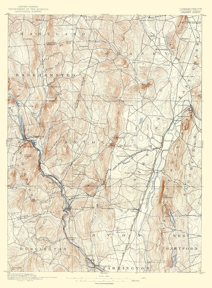 Granby Connecticut Sheet - USGS 1892 art print by USGS for $57.95 CAD