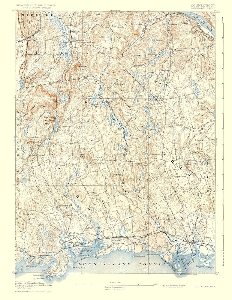 Guilford Connecticut Sheet - USGS 1893 art print by USGS for $57.95 CAD
