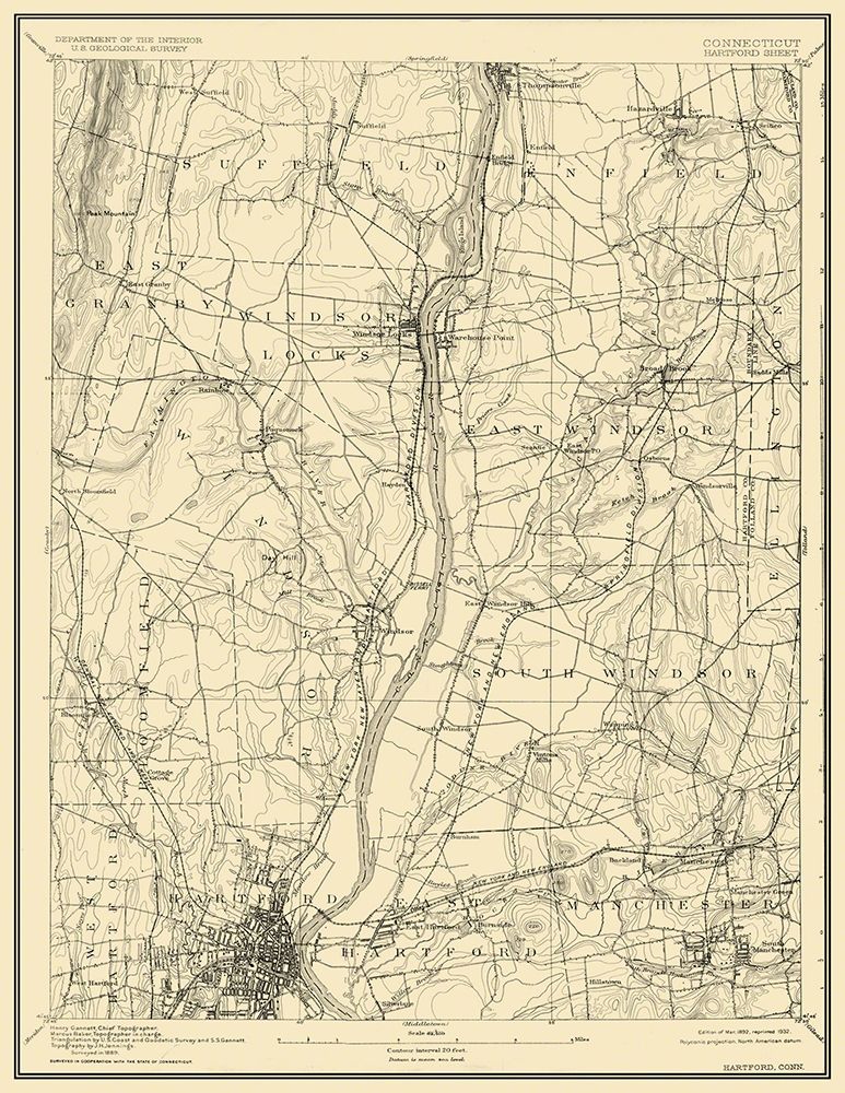 Hartford Connecticut Sheet - USGS 1892 art print by USGS for $57.95 CAD