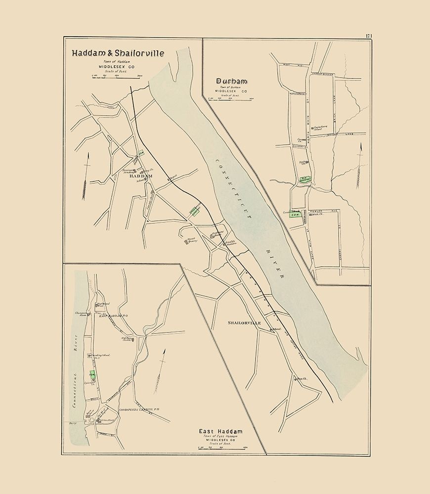 Haddam, Shailorville Connecticut - Hurd 1893 art print by Hurd for $57.95 CAD