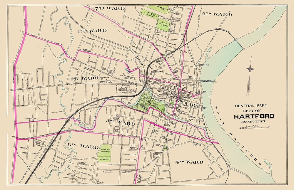Hartford Connecticut Central Part - Hurd 1893 art print by Hurd for $57.95 CAD