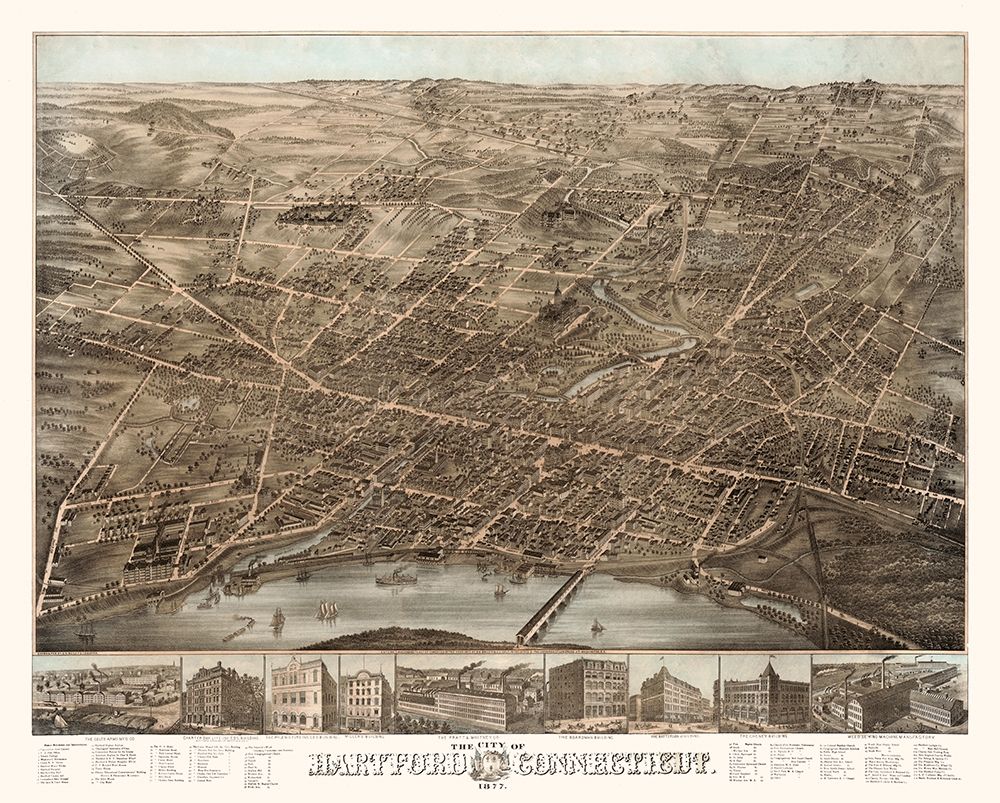Hartford Connecticut - Bailey 1877 art print by Bailey for $57.95 CAD