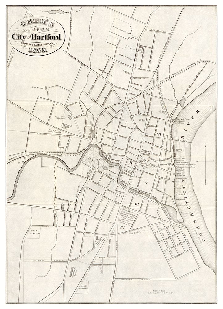 Hartford Connecticut - Geer 1859 art print by Geer for $57.95 CAD