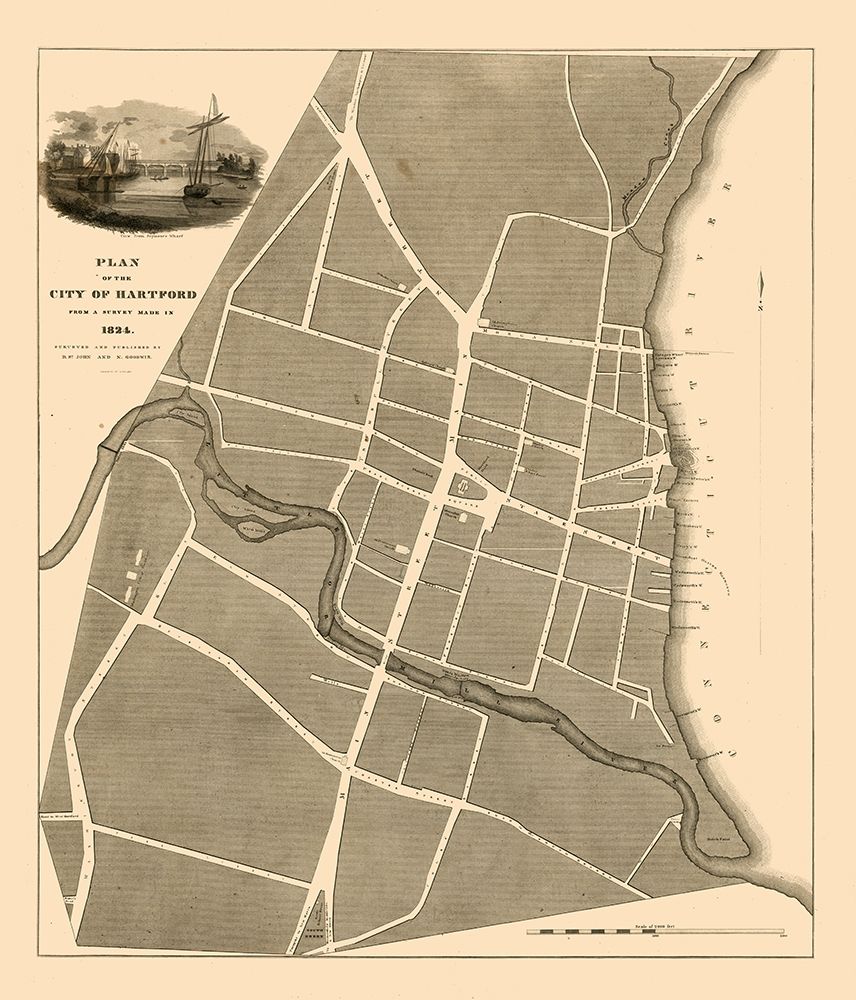 Hartford Connecticut - St John 1824 art print by St John for $57.95 CAD
