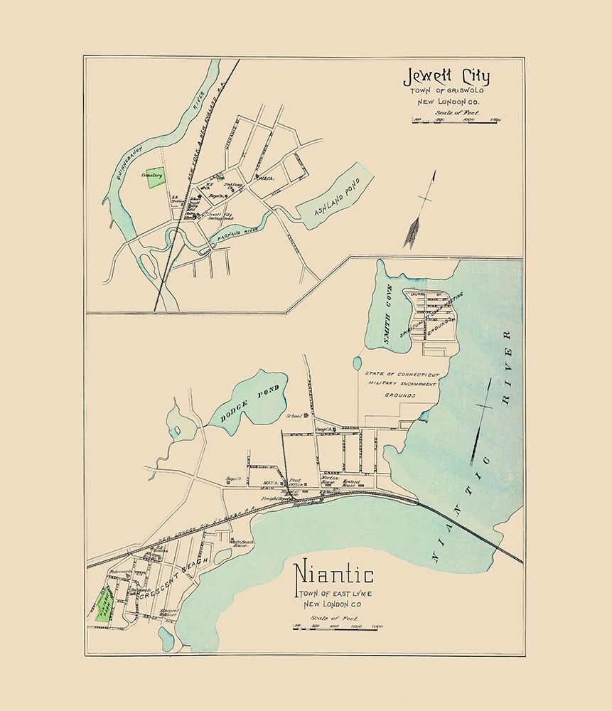 Jewett City, Niantic Connecticut - Hurd 1893 art print by Hurd for $57.95 CAD