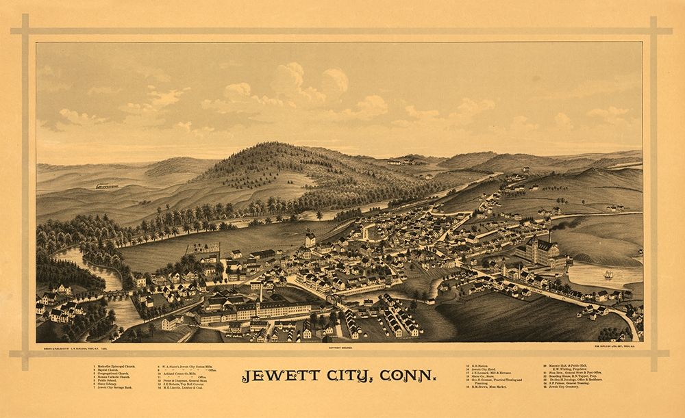 Jewett City Connecticut - Burleigh 1889 art print by Burleigh for $57.95 CAD