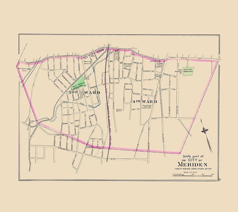 Meriden Connecticut South Part - Hurd 1893 art print by Hurd for $57.95 CAD