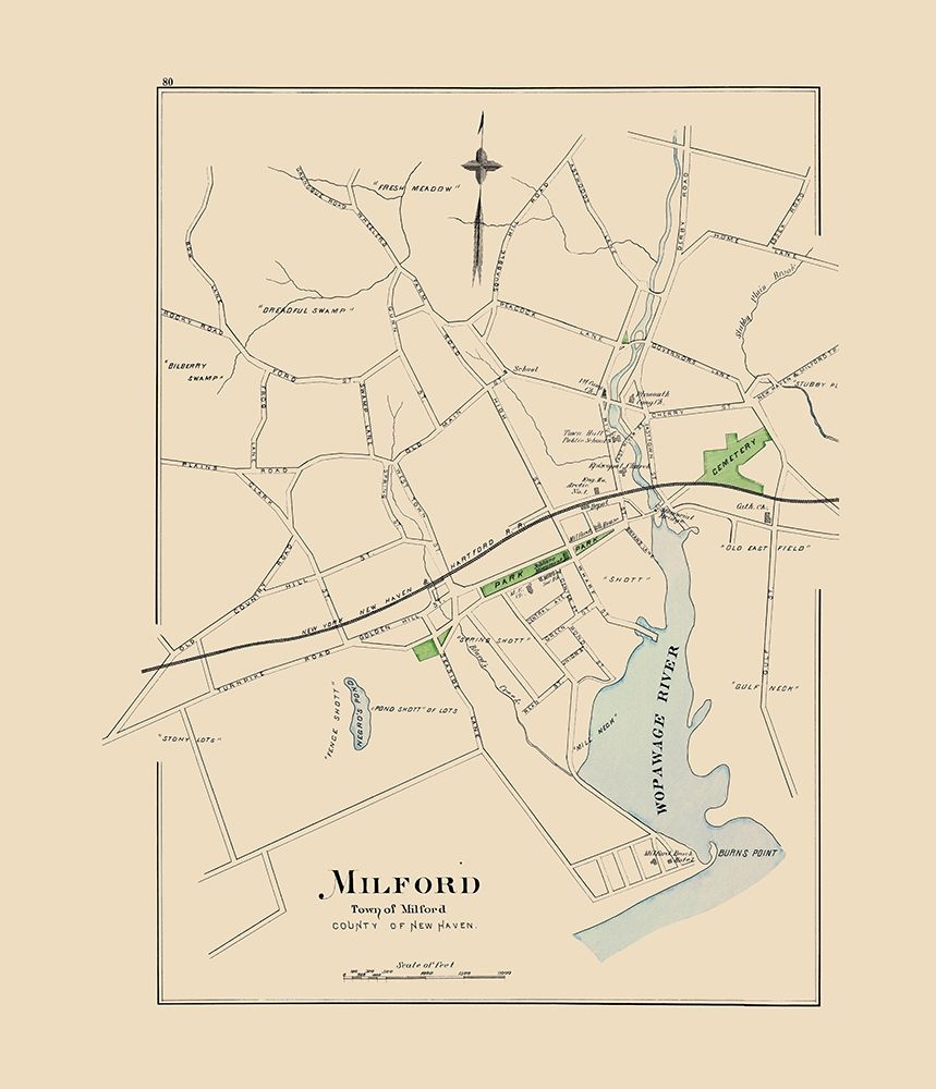 Milford Connecticut - Hurd 1893 art print by Hurd for $57.95 CAD